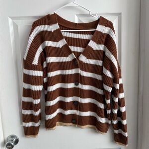 Striped Brown and White Women's Sweater